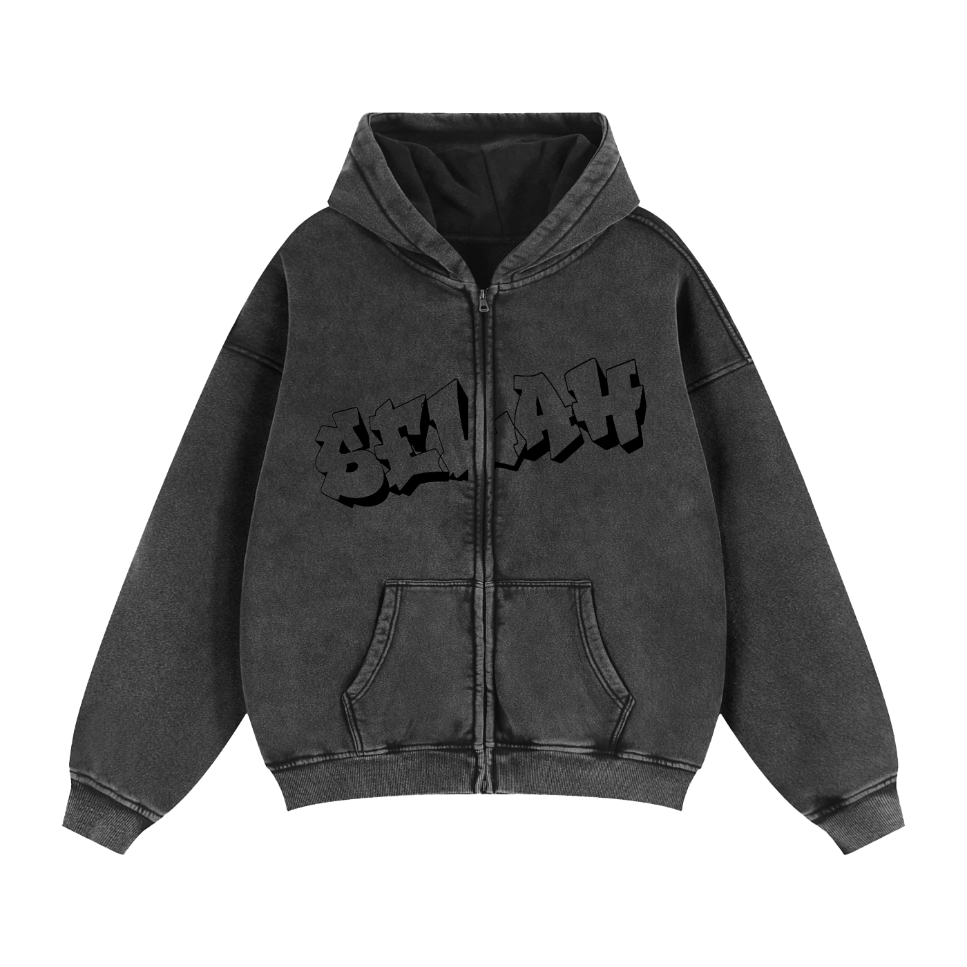 SelahGT Acid Wash Hoodie V2 edition - Black