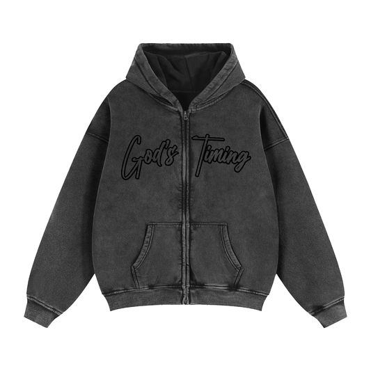 SelahGT Acid Washed Zipped Hoodie V3 - Black